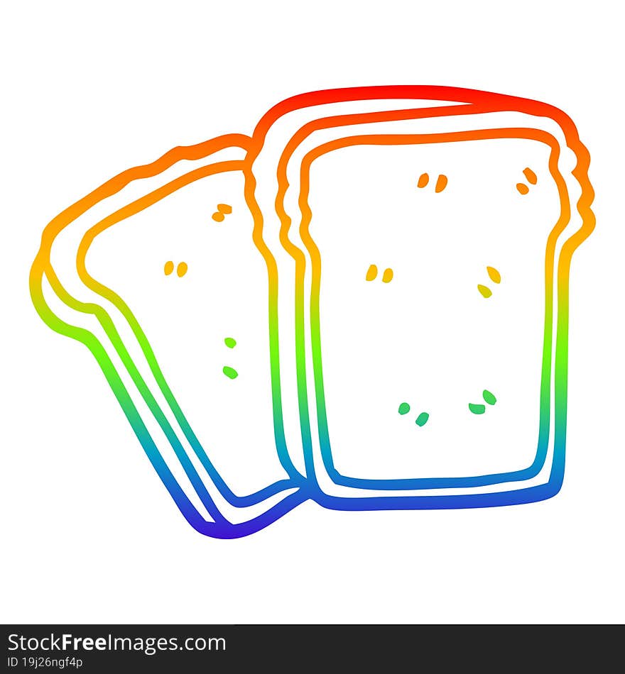 rainbow gradient line drawing of a cartoon toast