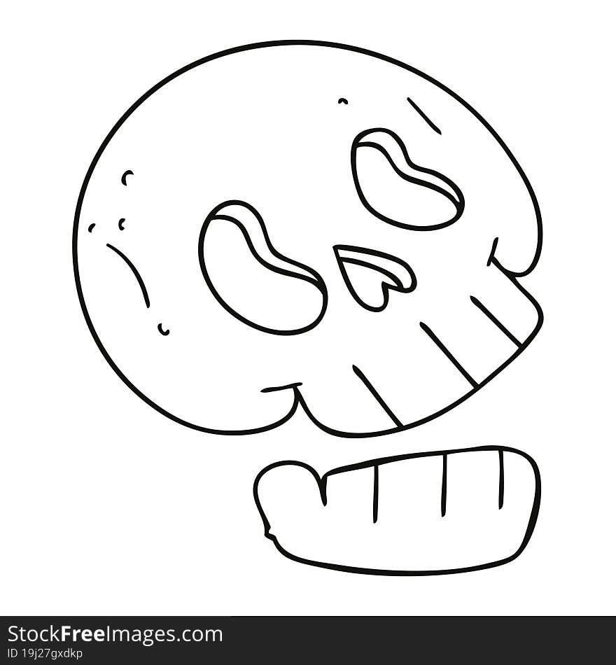 Quirky Line Drawing Cartoon Skull