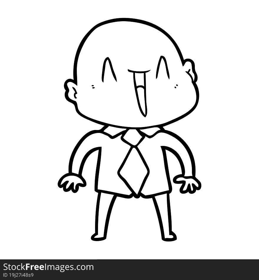 happy cartoon bald man. happy cartoon bald man