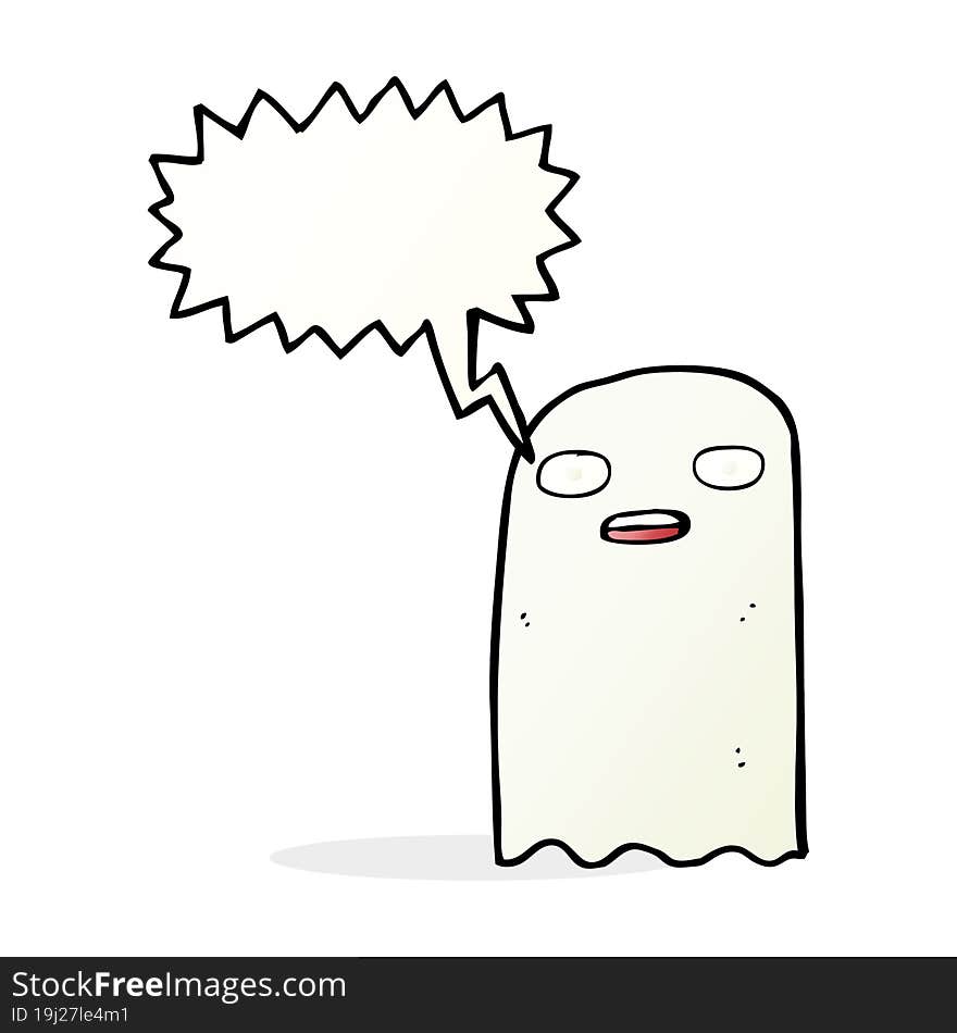 Funny Cartoon Ghost With Speech Bubble