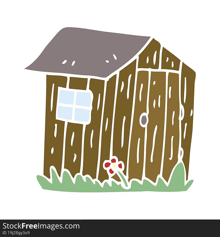 cartoon doodle wood shed