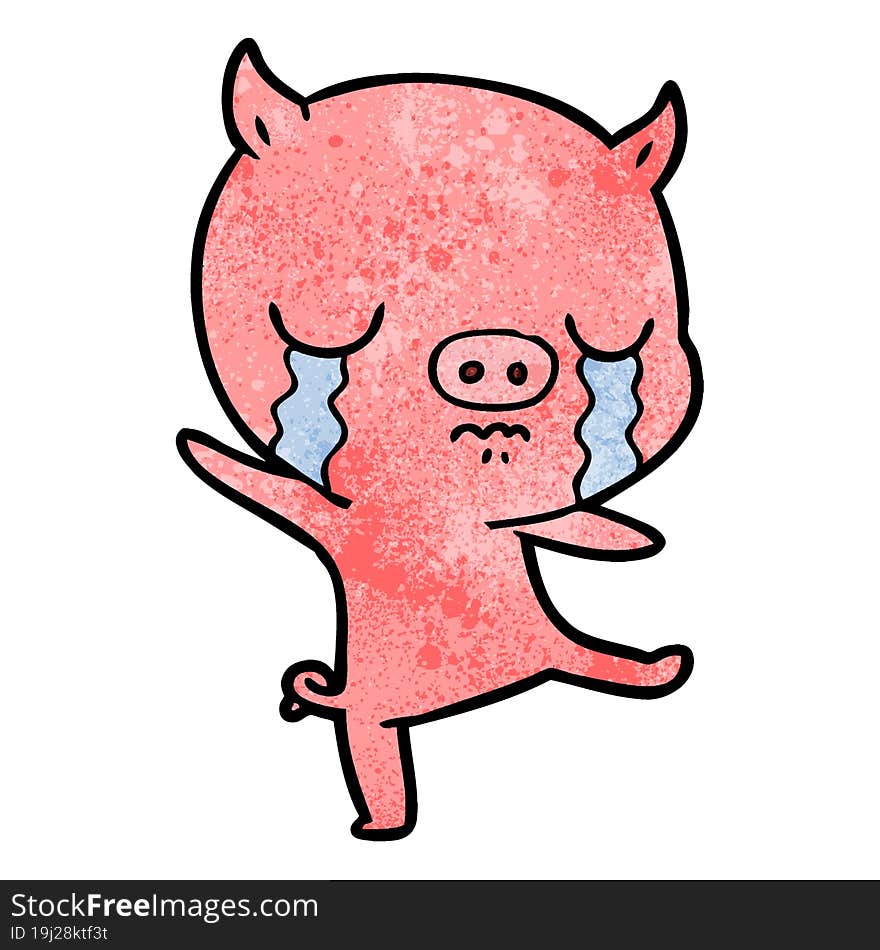 cartoon pig crying. cartoon pig crying