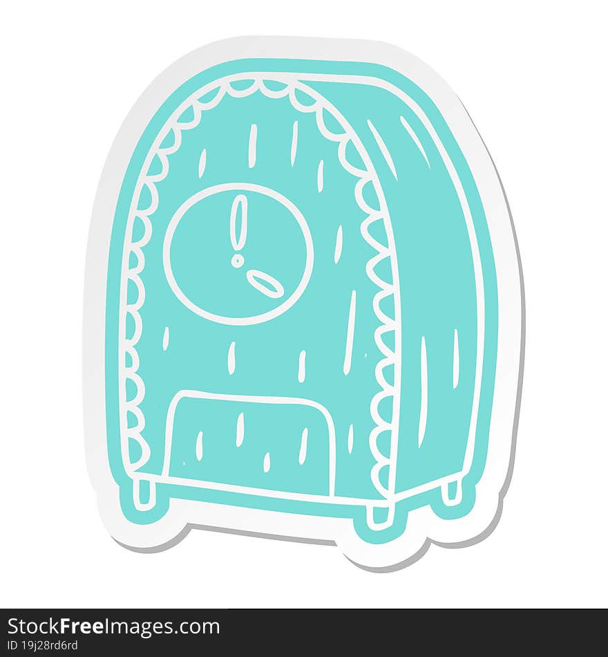 Cartoon Sticker Of An Old Fashioned Clock