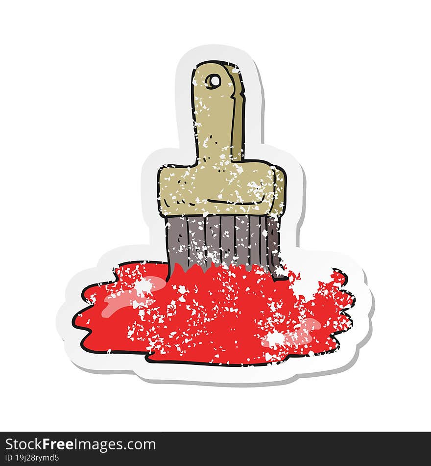 retro distressed sticker of a cartoon paint brush