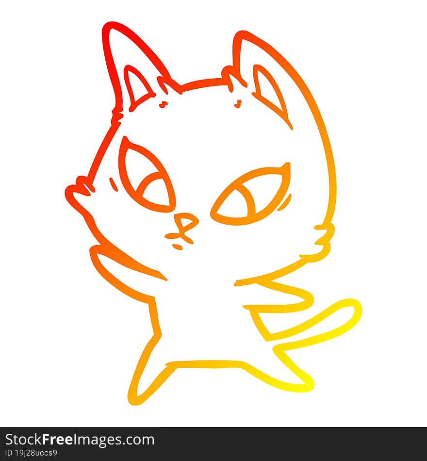 warm gradient line drawing confused cartoon cat