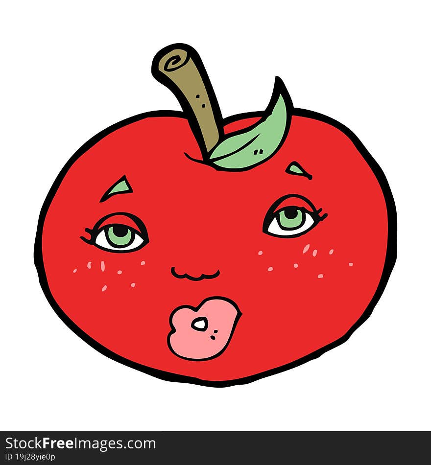 cartoon apple with face