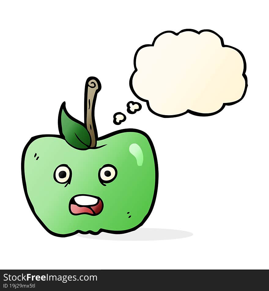 cartoon apple with thought bubble