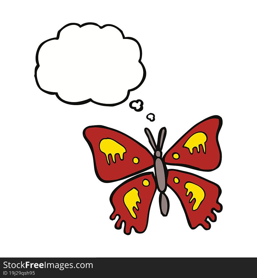 Cartoon Butterfly With Thought Bubble