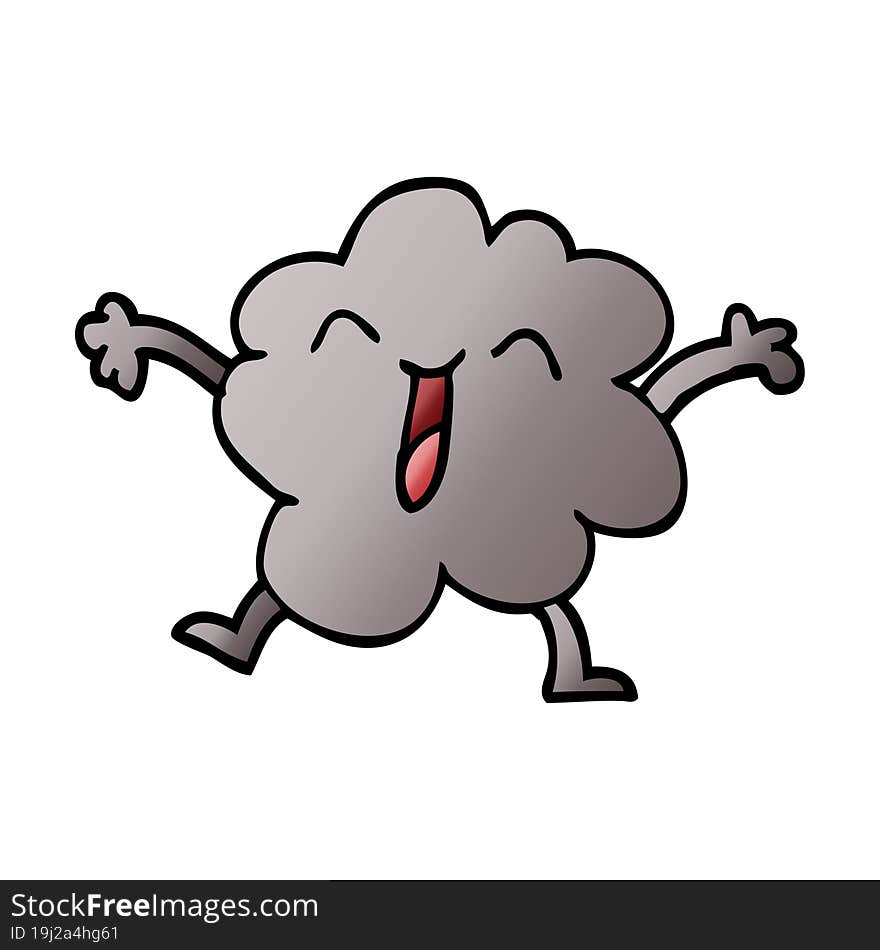 Cartoon Doodle Happy Grey Cloud