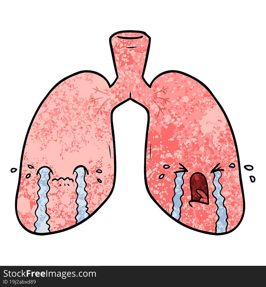 cartoon lungs crying. cartoon lungs crying