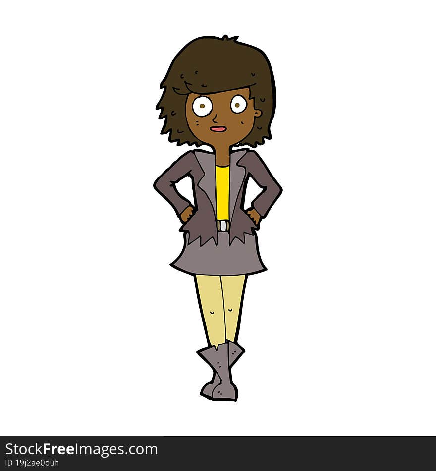 cartoon girl in jacket