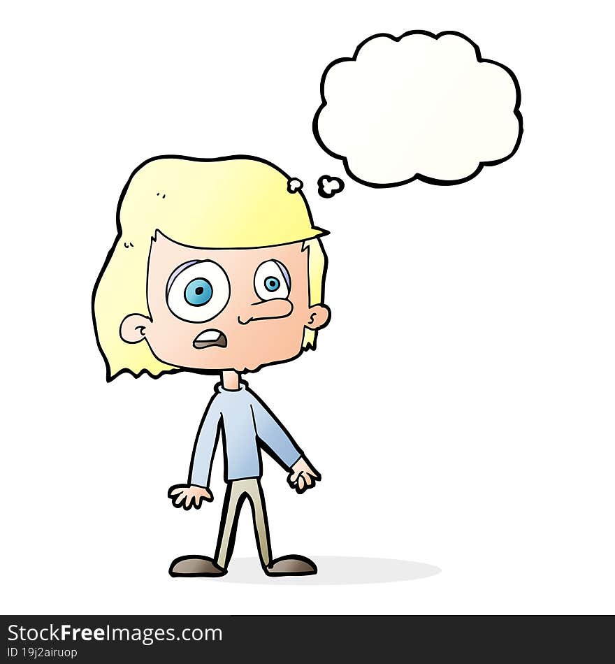 Cartoon Worried Boy With Thought Bubble