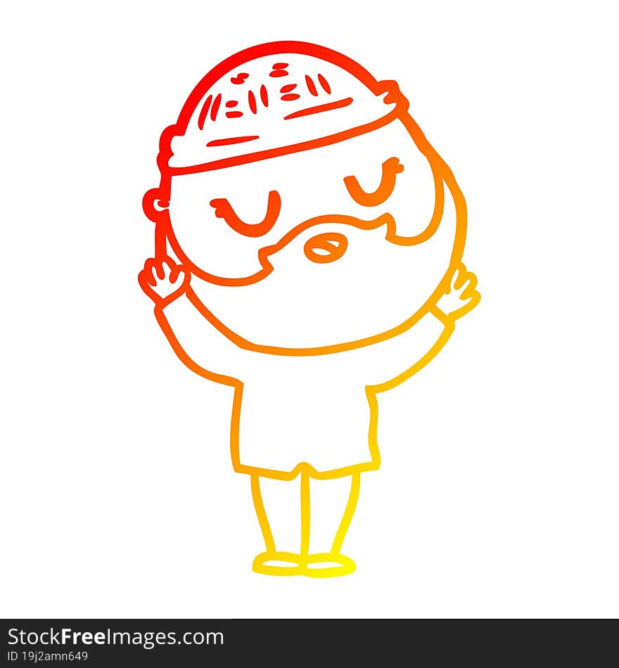 warm gradient line drawing cartoon man with beard