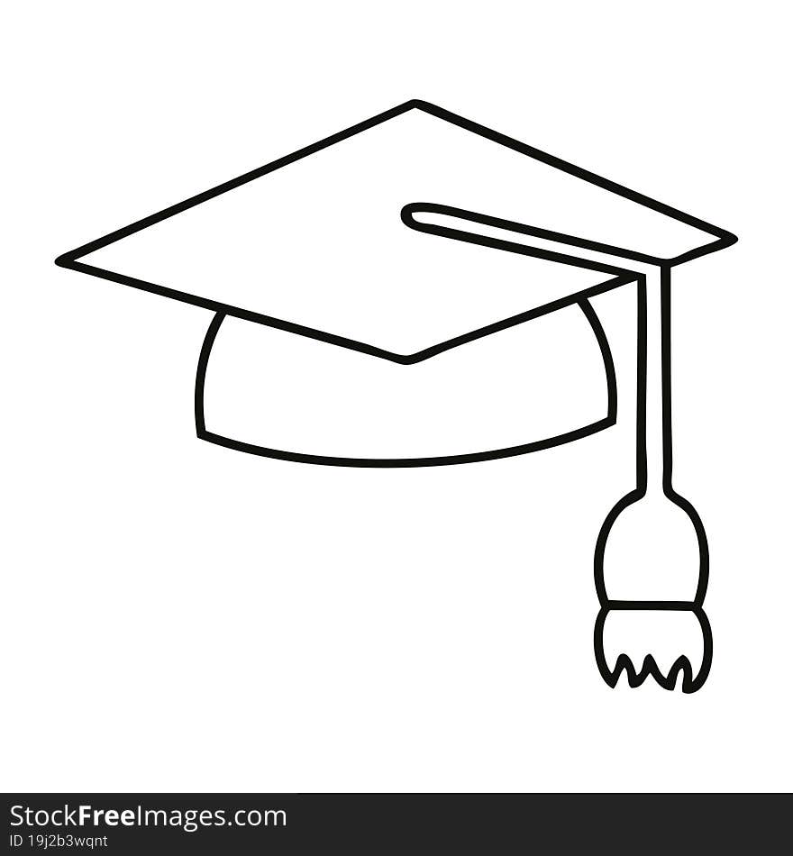 line drawing cartoon graduation cap