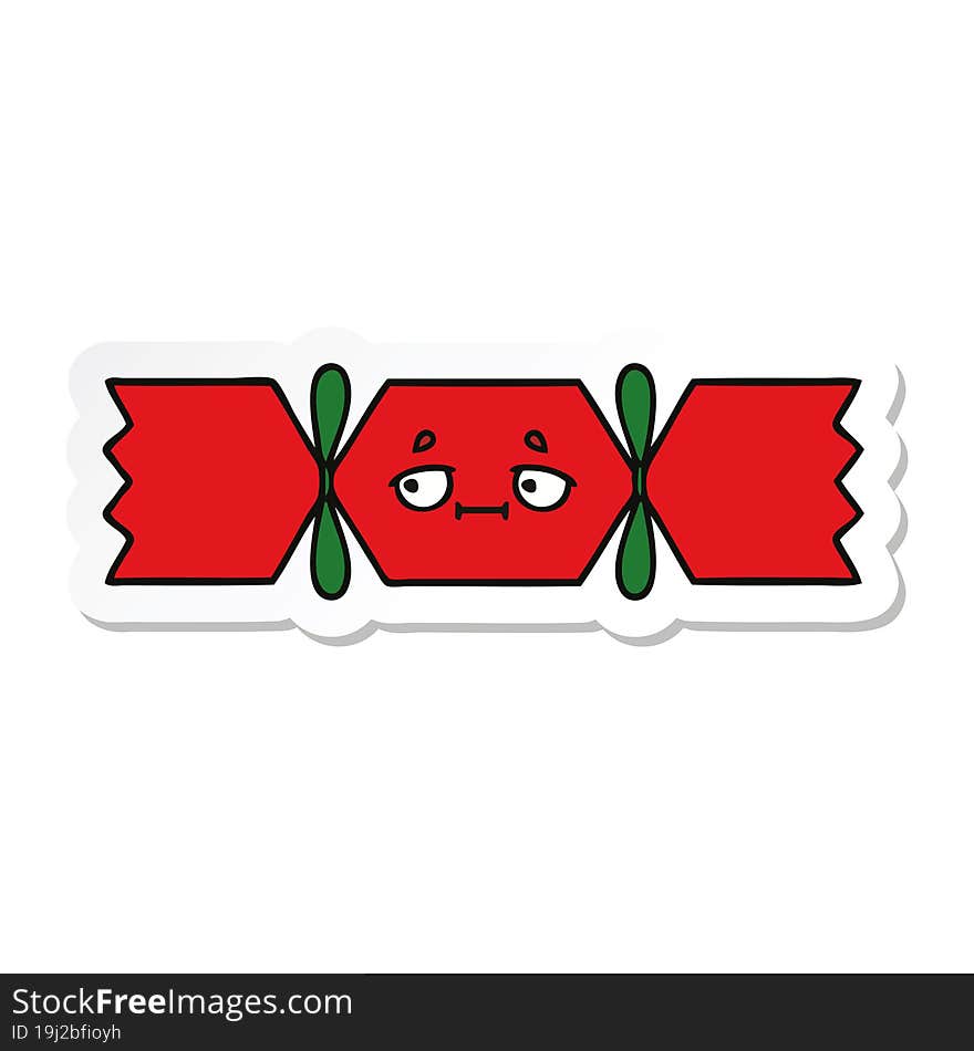 sticker of a cute cartoon christmas cracker