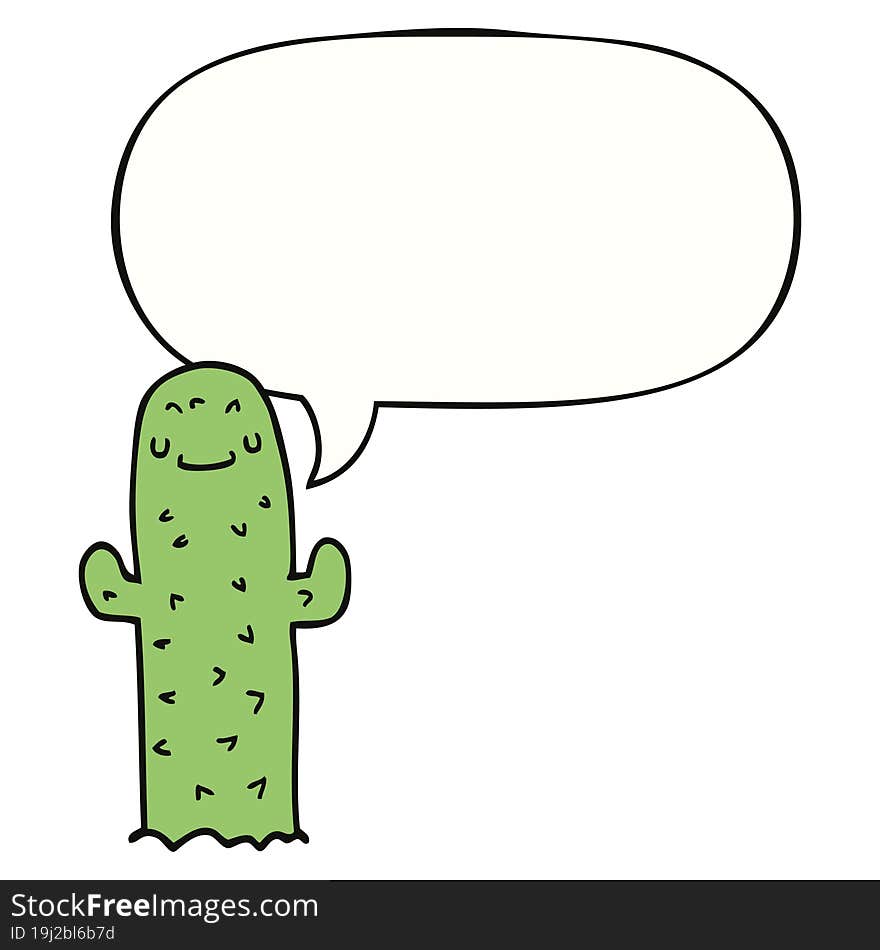 Cartoon Cactus And Speech Bubble