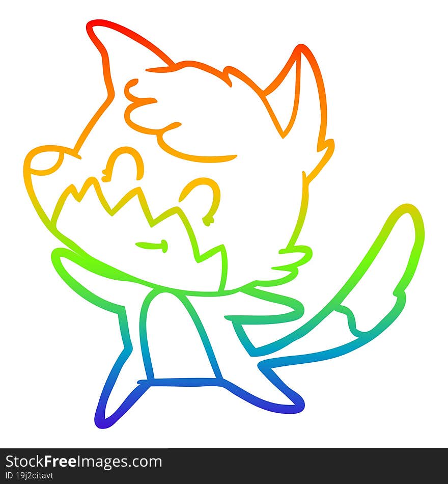 rainbow gradient line drawing cartoon friendly fox