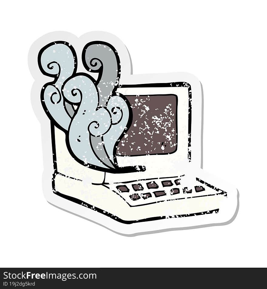 retro distressed sticker of a cartoon old computer