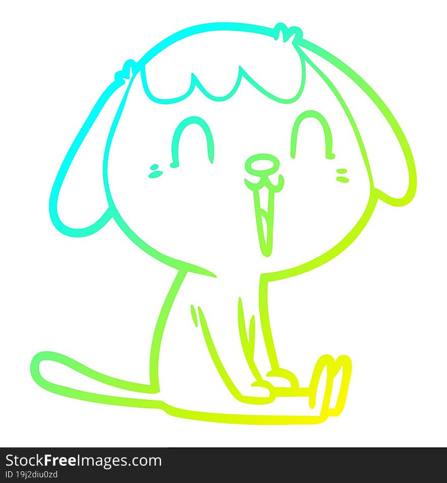 Cold Gradient Line Drawing Cute Cartoon Dog