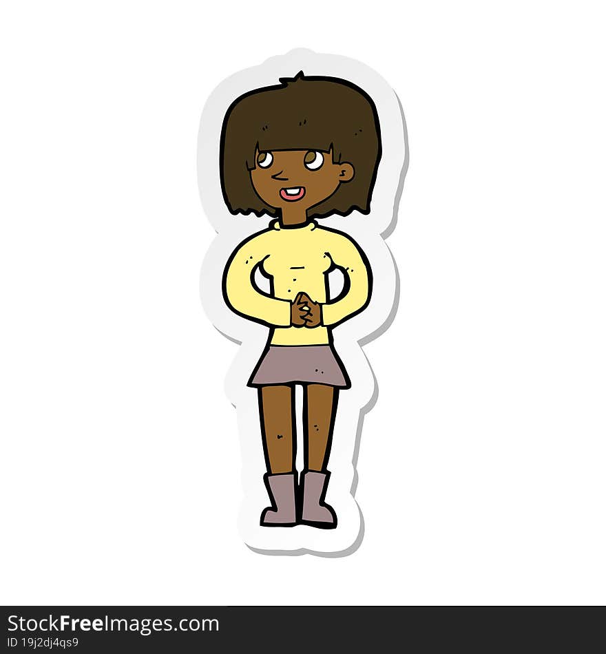 Sticker Of A Cartoon Friendly Woman