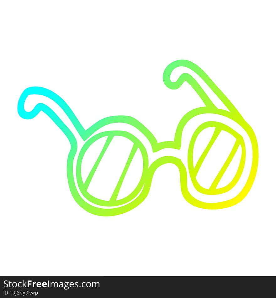 cold gradient line drawing of a cartoon spectacles