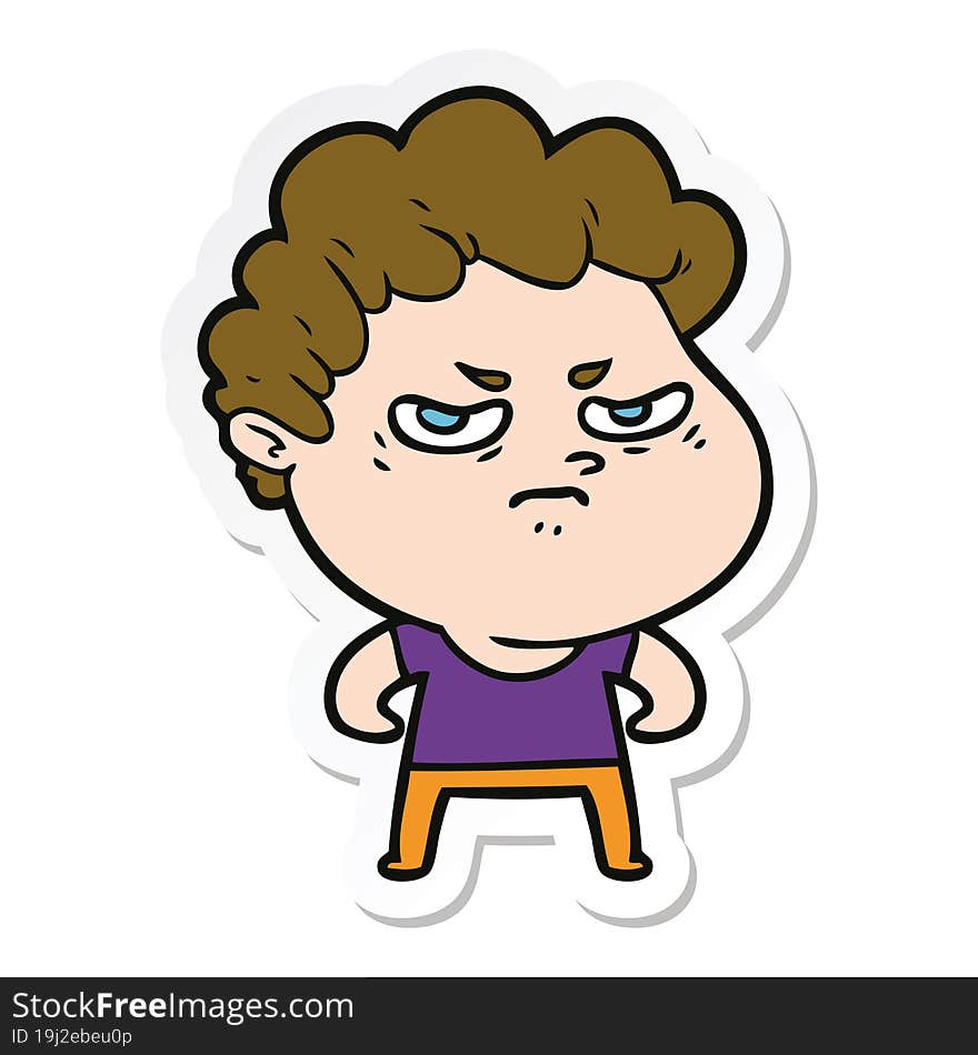 sticker of a cartoon angry man