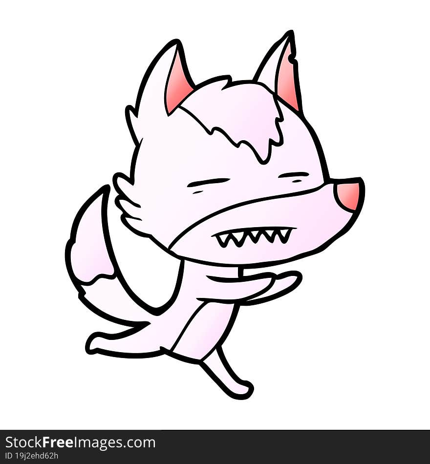 cartoon wolf showing teeth. cartoon wolf showing teeth