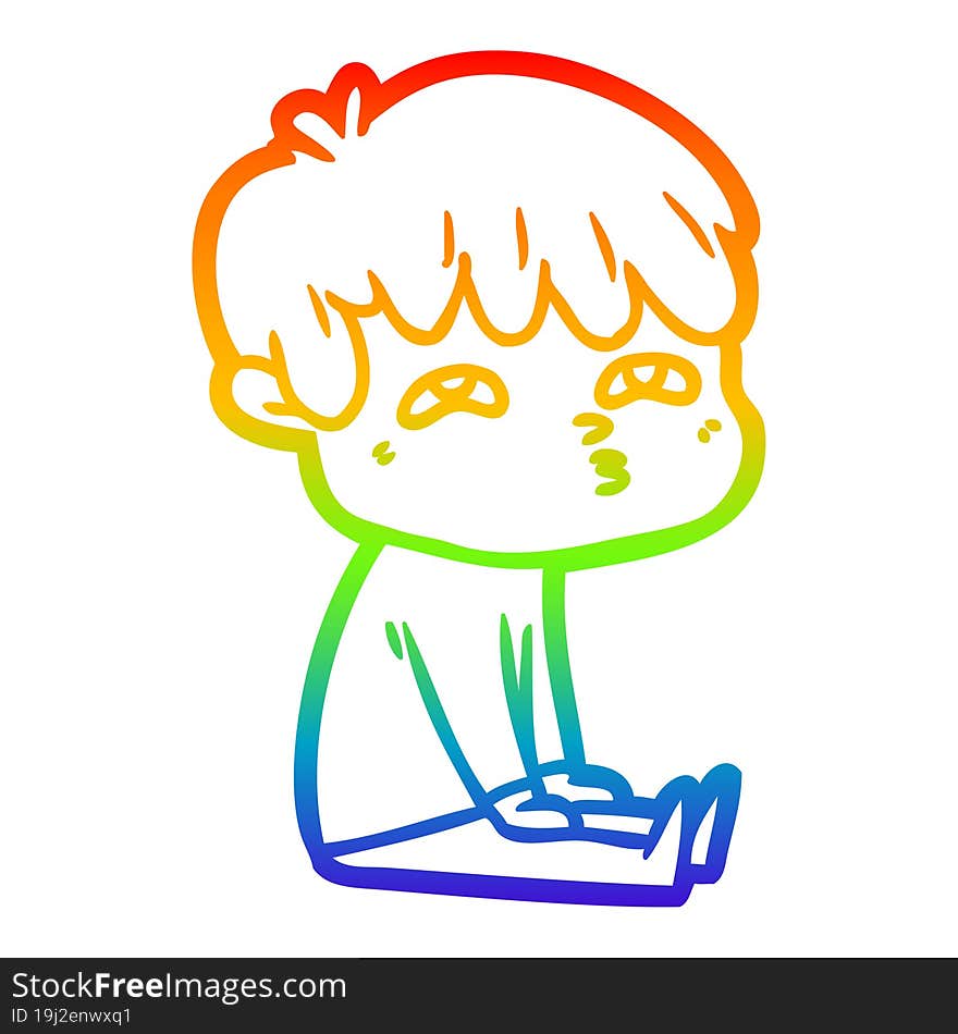 rainbow gradient line drawing cartoon curious man