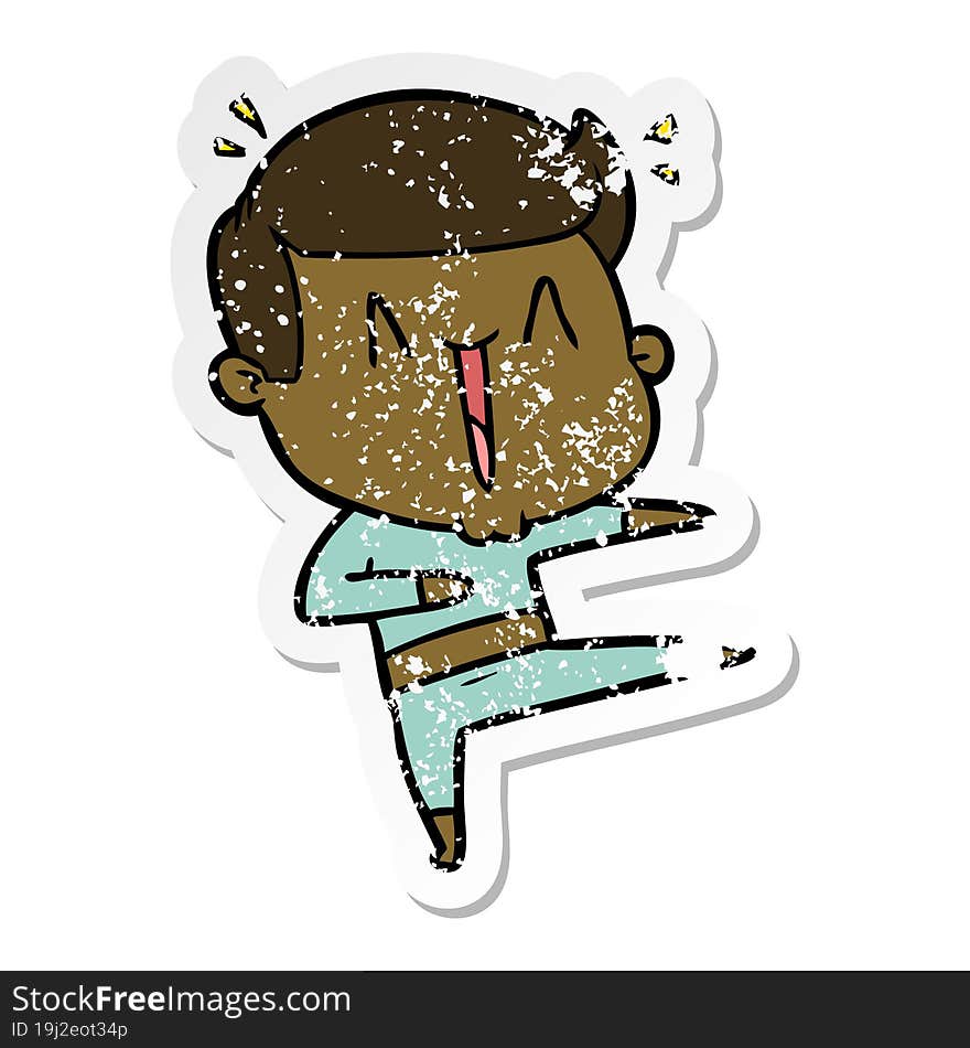 Distressed Sticker Of A Cartoon Excited Man