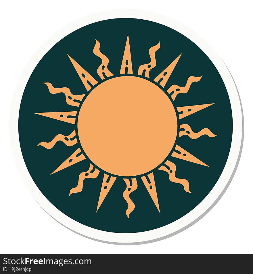 tattoo style sticker of a sun