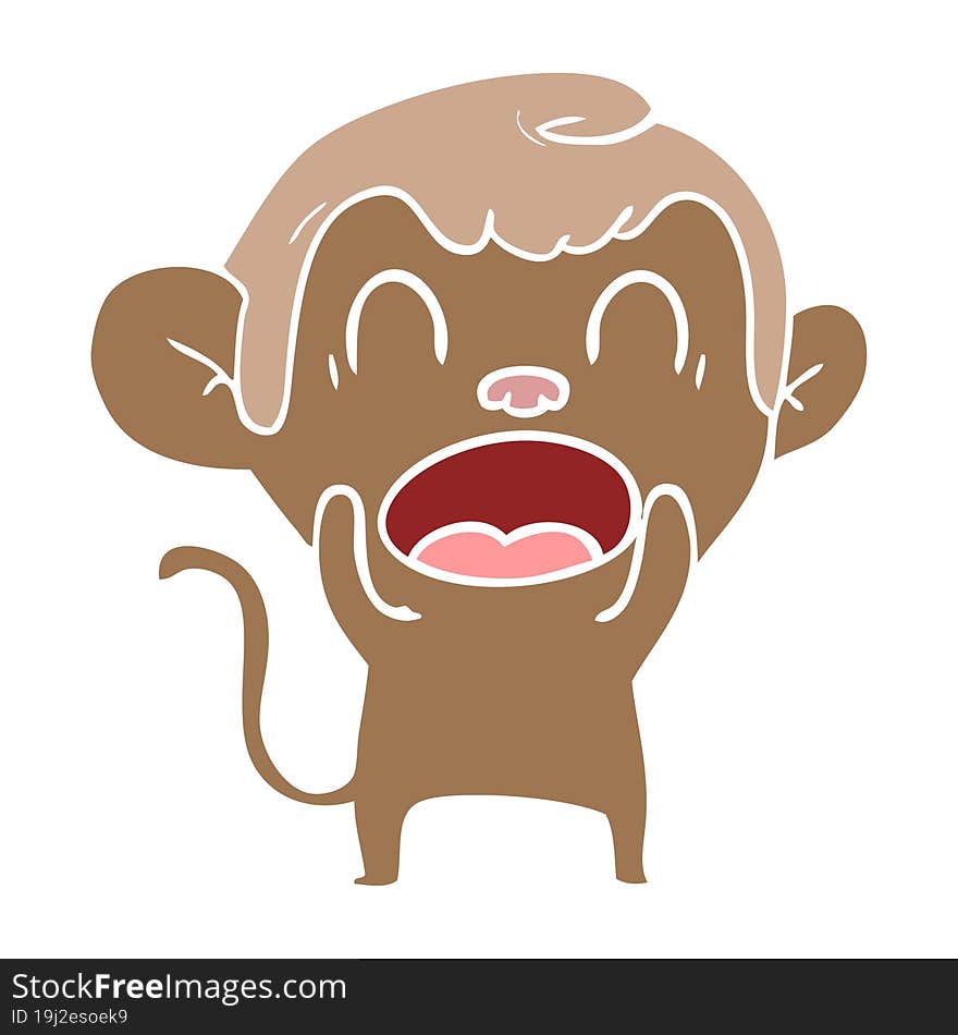 shouting flat color style cartoon monkey