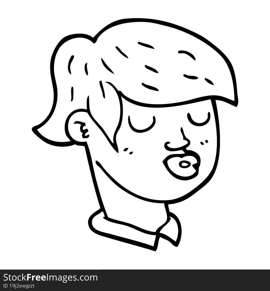 line drawing cartoon of boys face