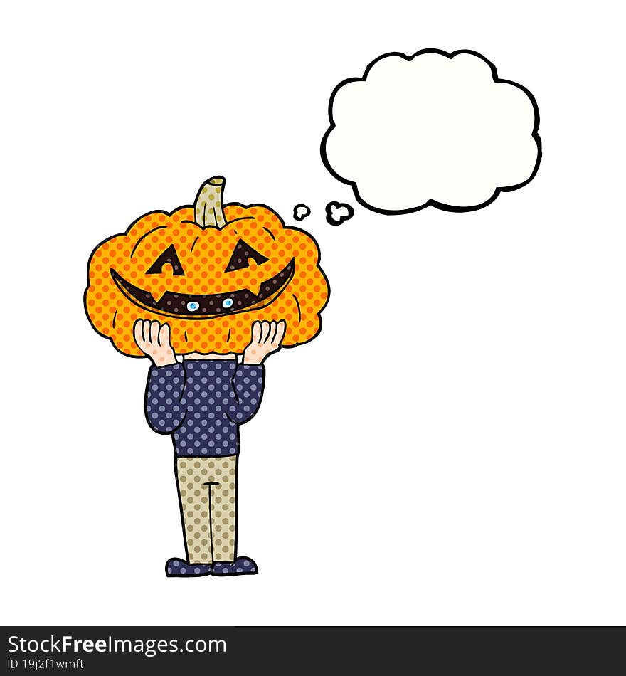 thought bubble cartoon pumpkin head halloween costume