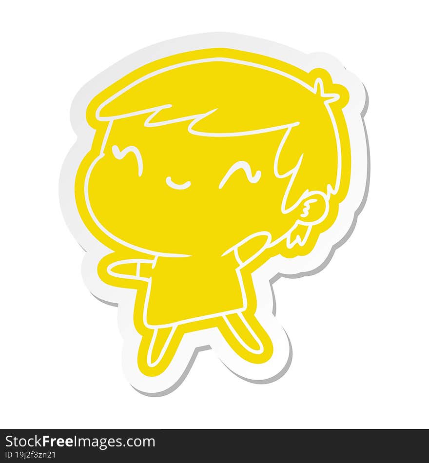 cartoon sticker of a cute kawaii girl