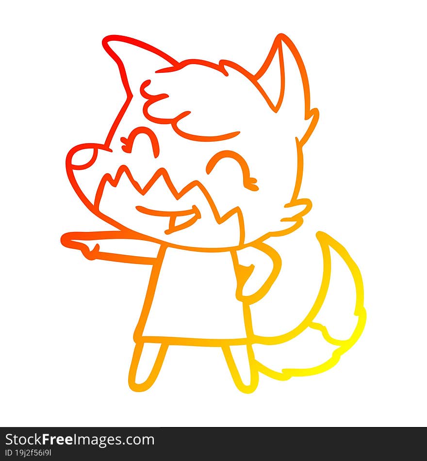 Warm Gradient Line Drawing Happy Cartoon Fox