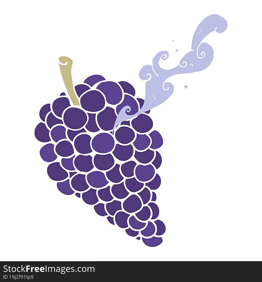 Flat Color Illustration Of A Cartoon Grapes