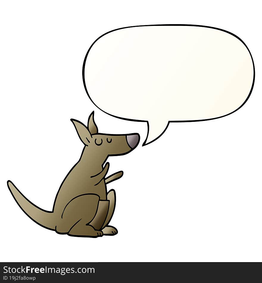 cartoon kangaroo and speech bubble in smooth gradient style