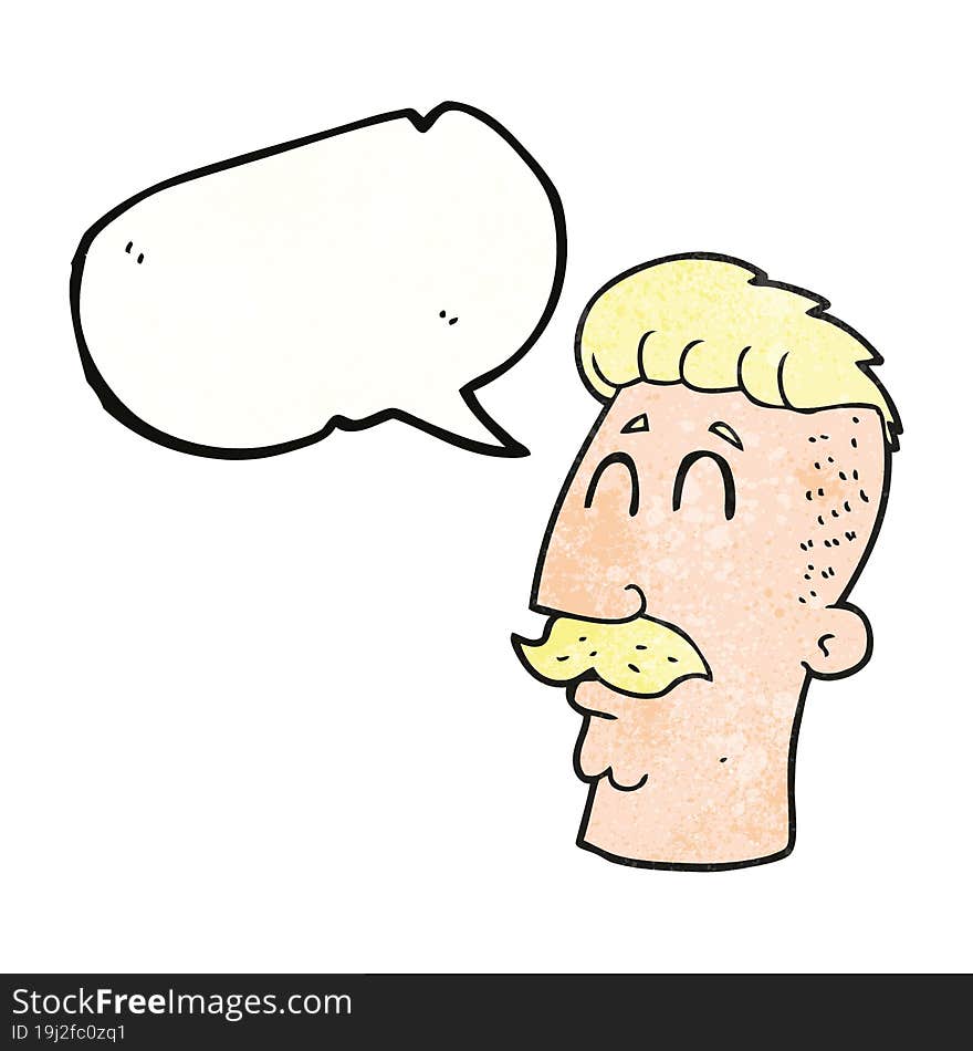 Speech Bubble Textured Cartoon Man With Hipster Hair Cut