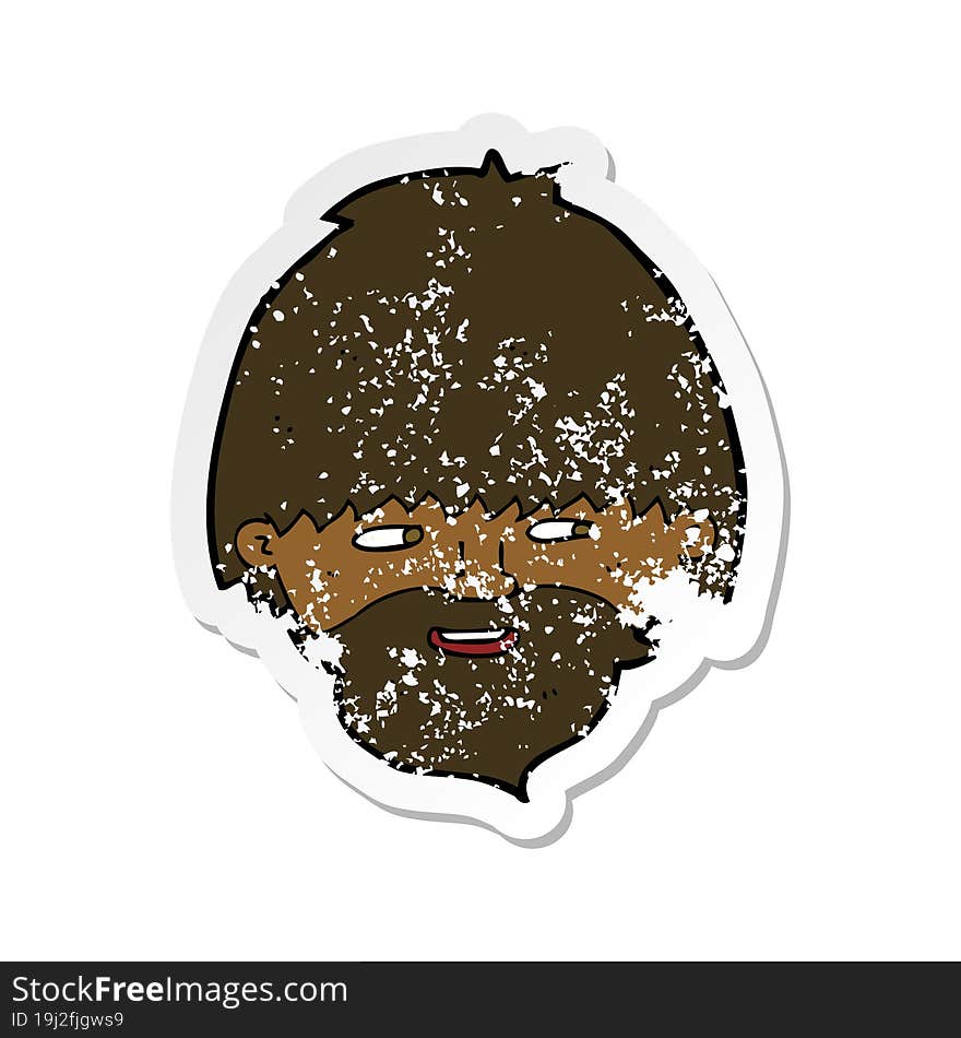 retro distressed sticker of a cartoon bearded man