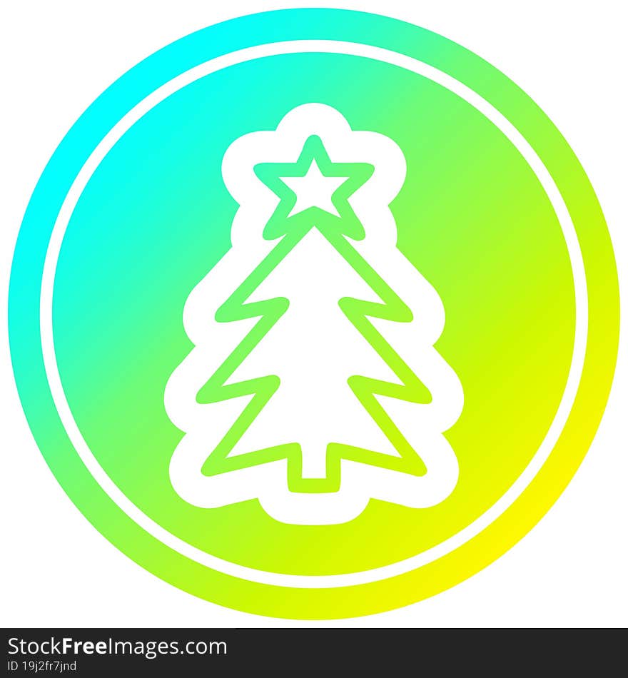 christmas tree circular in cold gradient spectrum