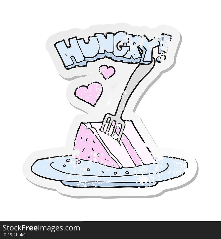 retro distressed sticker of a cartoon lovely cake