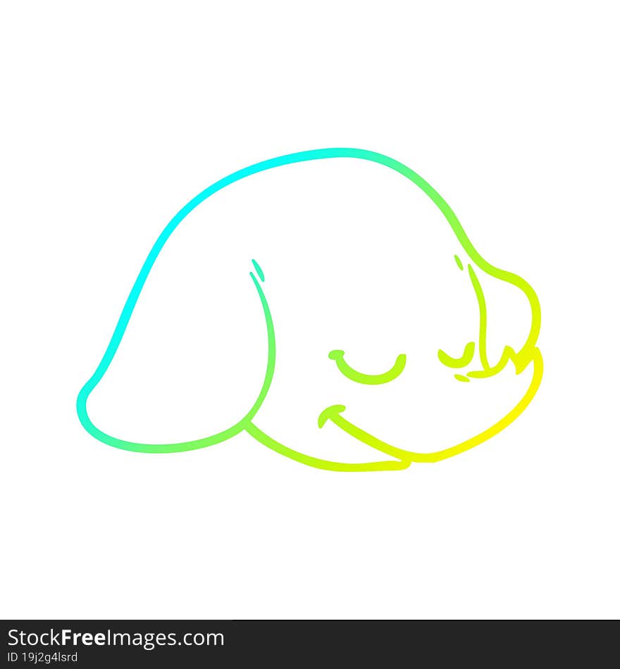 cold gradient line drawing cartoon elephant face