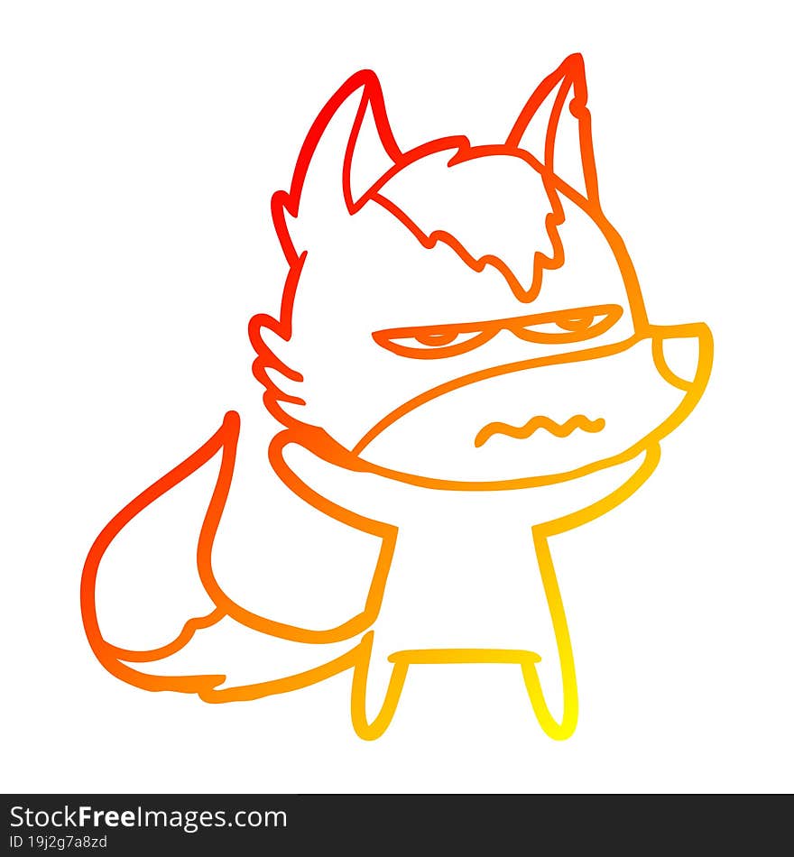 warm gradient line drawing cartoon annoyed wolf