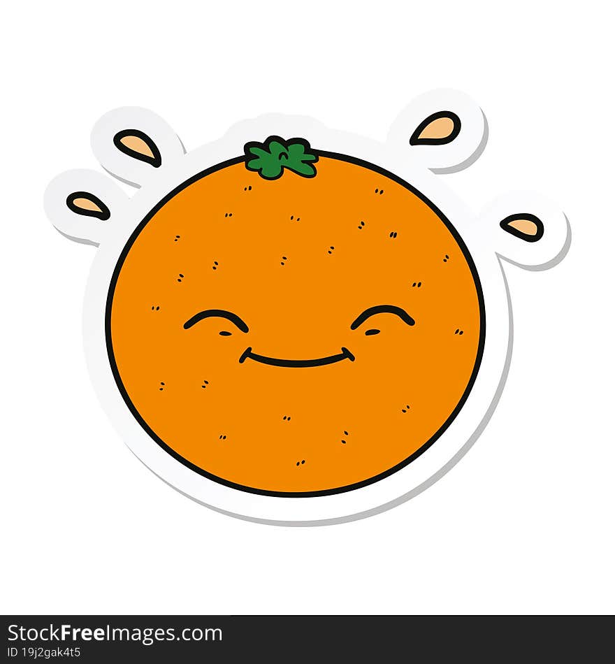 sticker of a cartoon orange