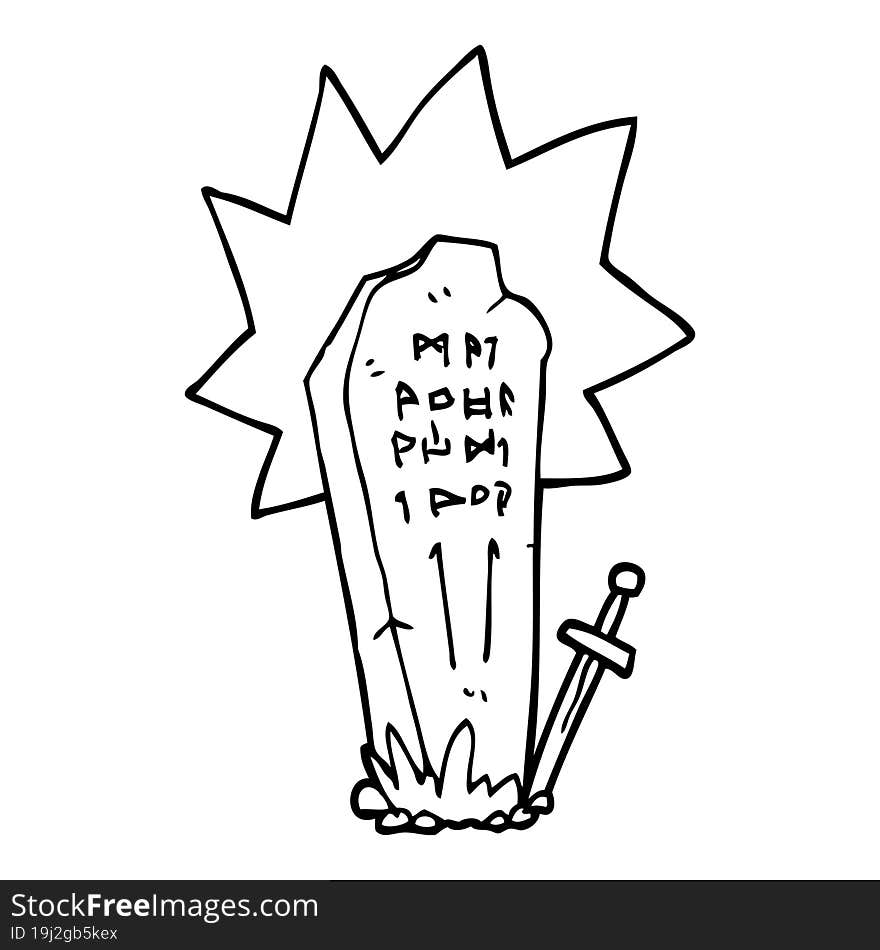 Line Drawing Cartoon Of A Heros Grave