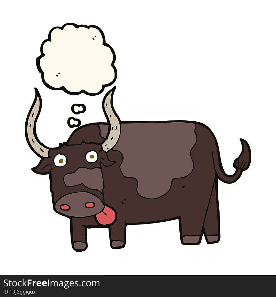 cartoon bull with thought bubble