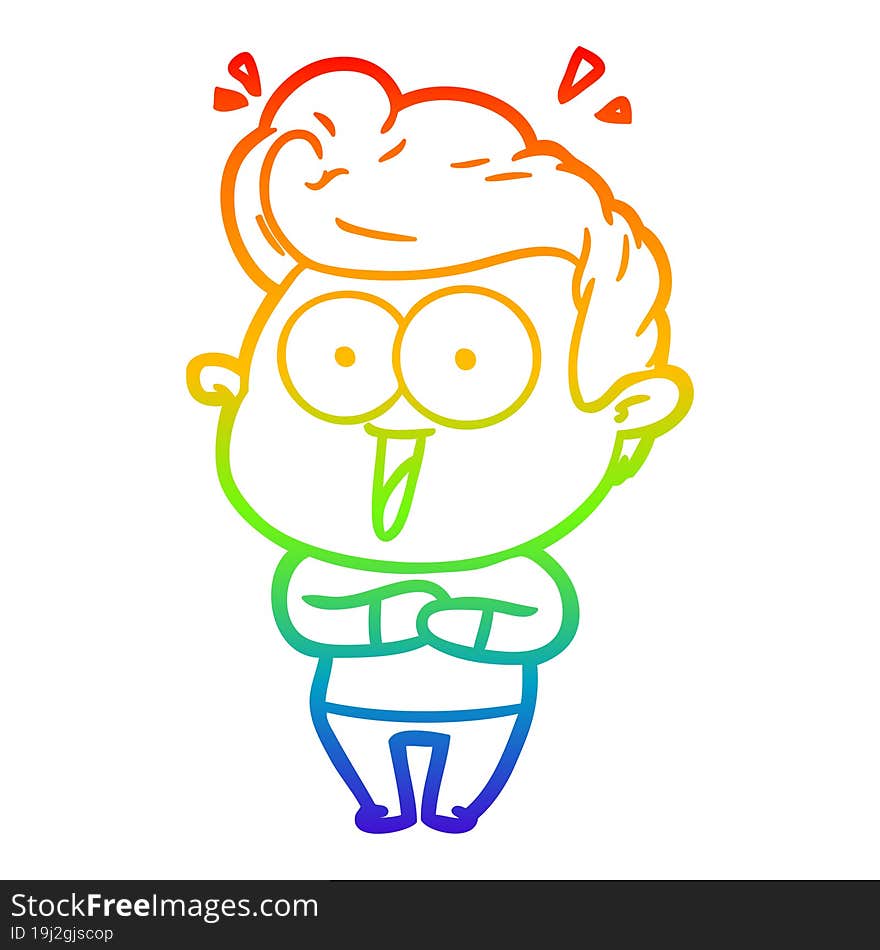 rainbow gradient line drawing cartoon excited man