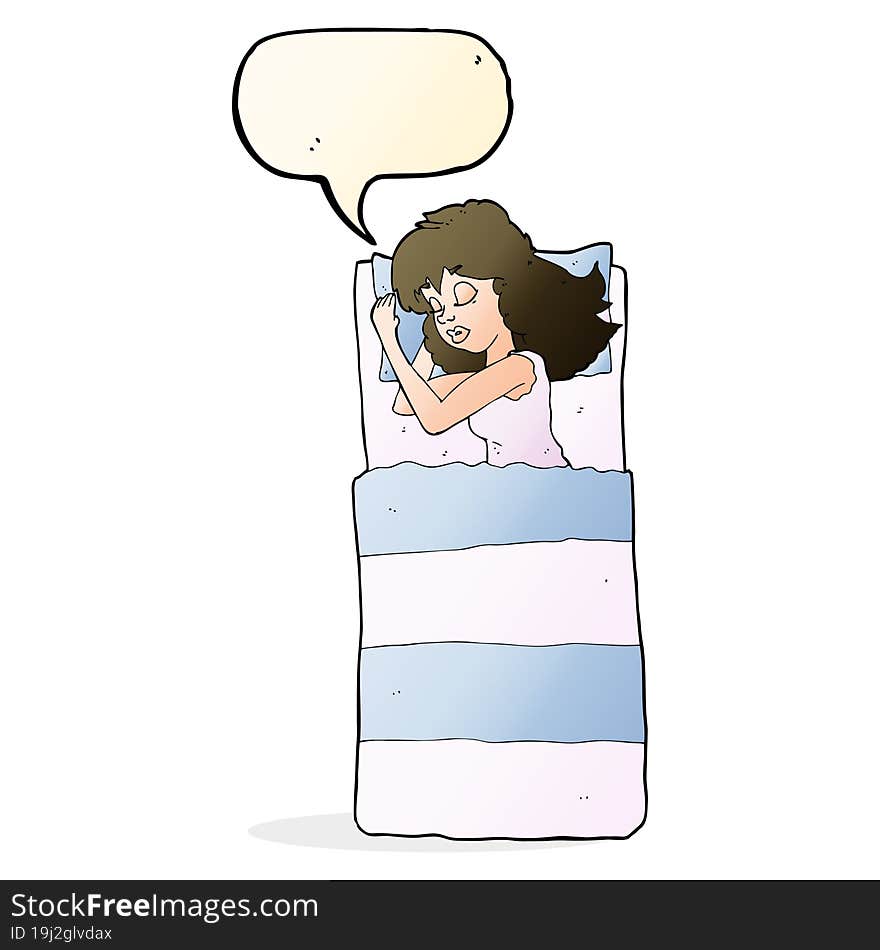 cartoon sleeping woman with speech bubble