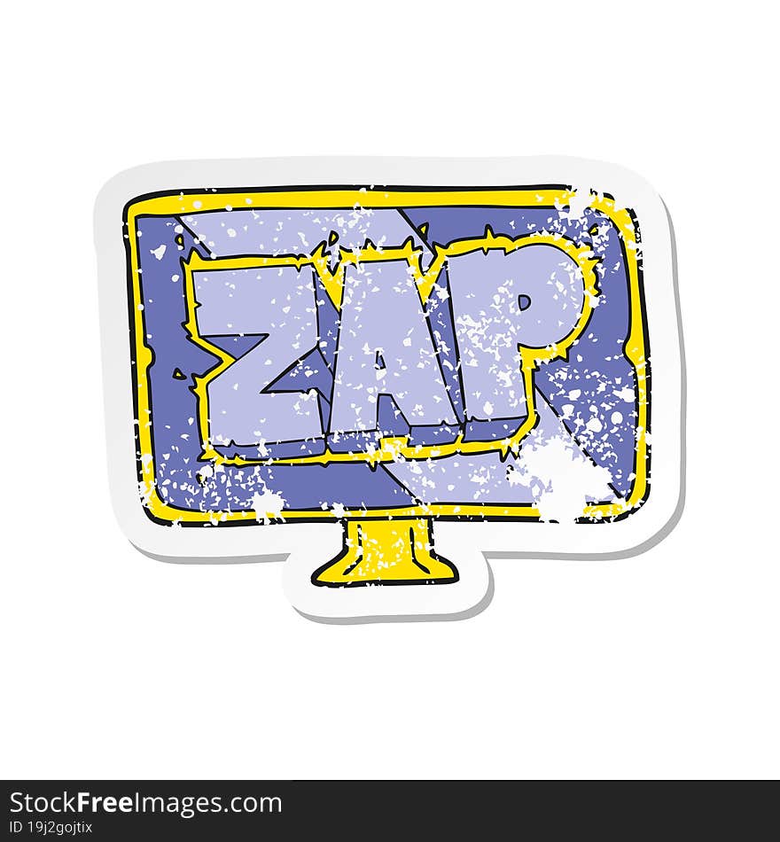 retro distressed sticker of a cartoon zap screen