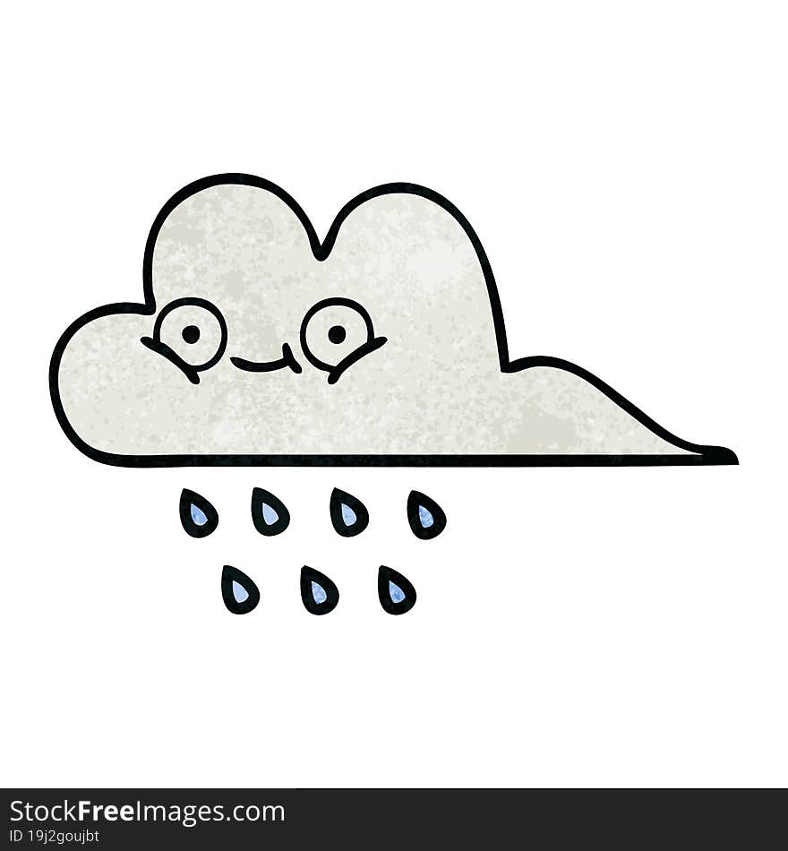 retro grunge texture cartoon of a rain cloud